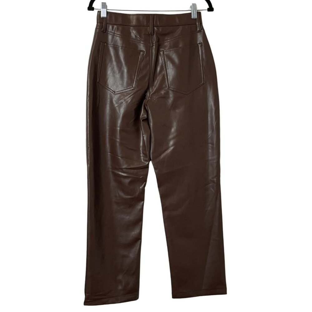 Abercrombie & Fitch Curve Love 28 6 Brown Vegan Leather Pants 90s Straight - Picture 5 of 11